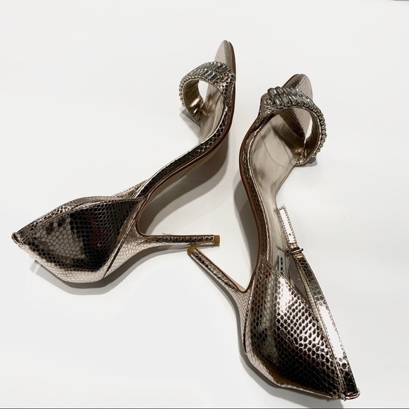 DUNE LONDON GOLDEN BEJEWELED ANKLE STRAP SANDALS - Picture 5 of 16